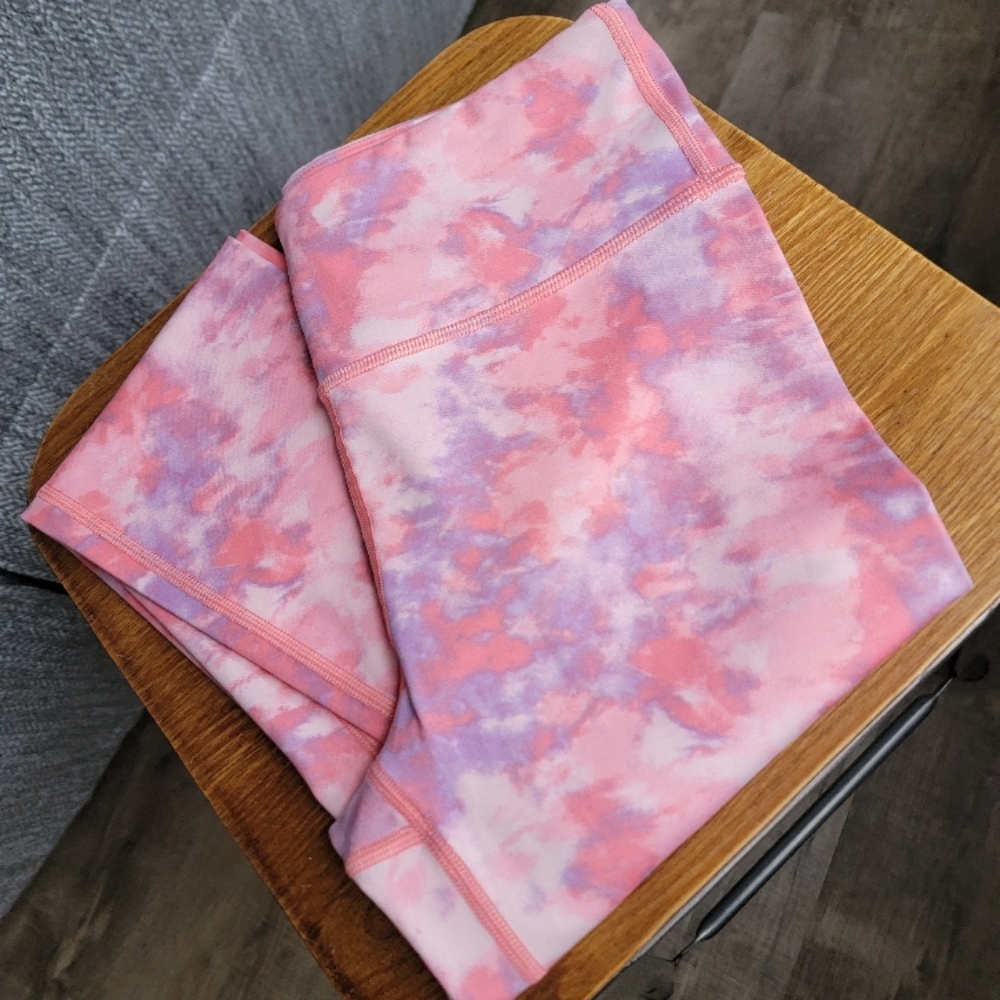 Girls Athleta Pink and Purple Tie-Dye Leggings